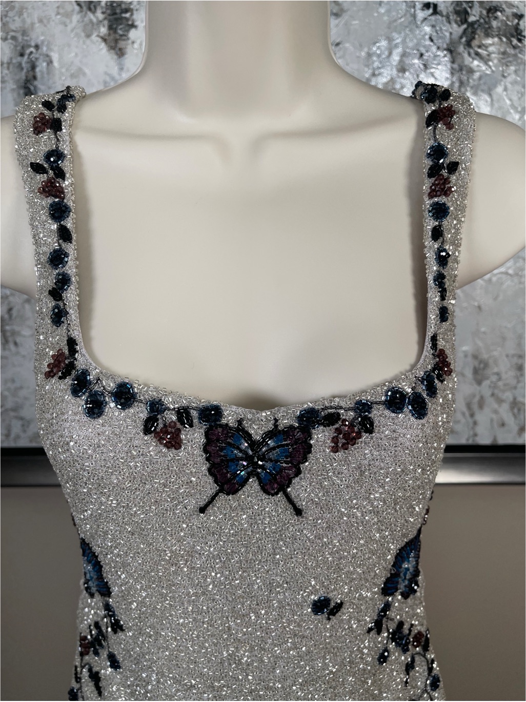 Clio Peppiatt Orchid Crystal Bead Embellished Floral Maxi Gown Size Small — image 7 of 8